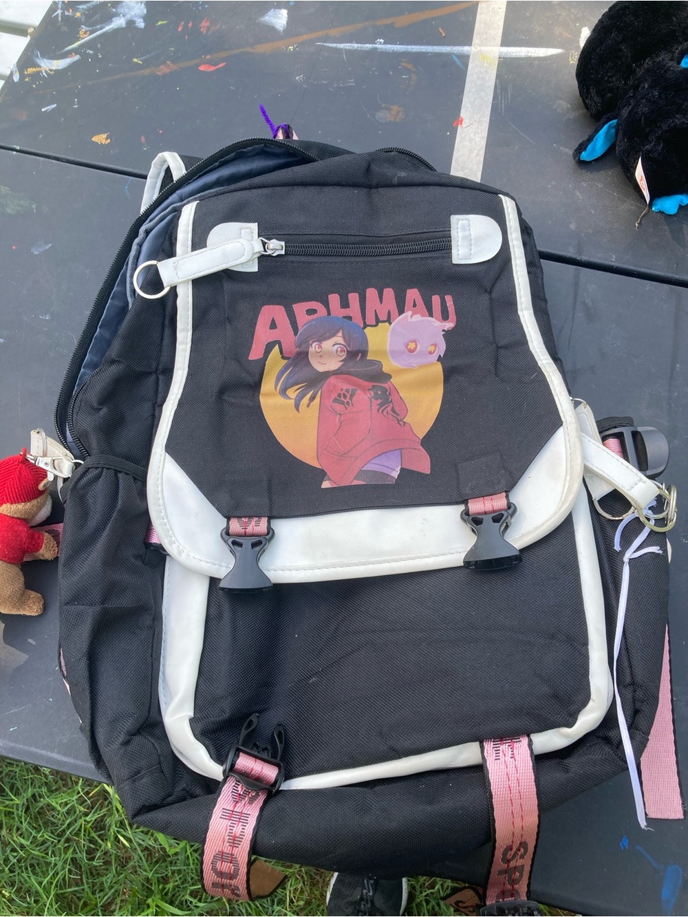 APHMAU Kids Black Backpack with Pink Accents